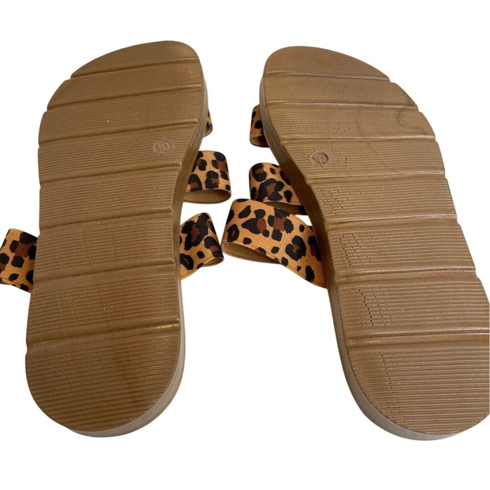 Leopard Sandals Slide On Flat Shoes Cheetah Animal Straps Casual Non-slip Sz 10 - Picture 4 of 8
